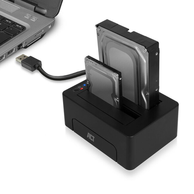 ACT Dual-Bay Dockingstation für 2,5'' & 3,5'' SATA HDD/SSD - USB 3.0 (5 Gbps) / Schwarz
