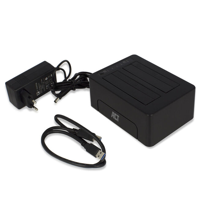 ACT Dual-Bay Dockingstation für 2,5'' & 3,5'' SATA HDD/SSD - USB 3.0 (5 Gbps) / Schwarz