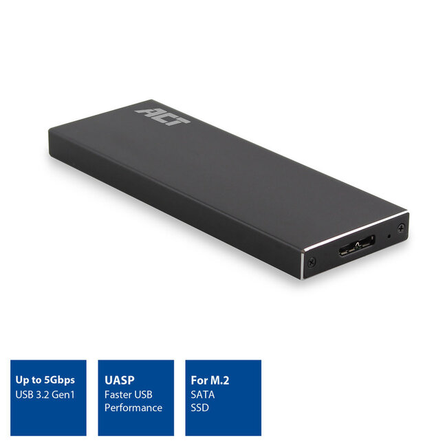 ACT Externes Gehäuse für M.2 SATA SSD (max. 80mm) - USB 3.0 (5 Gbps) - Aluminium/Schwarz