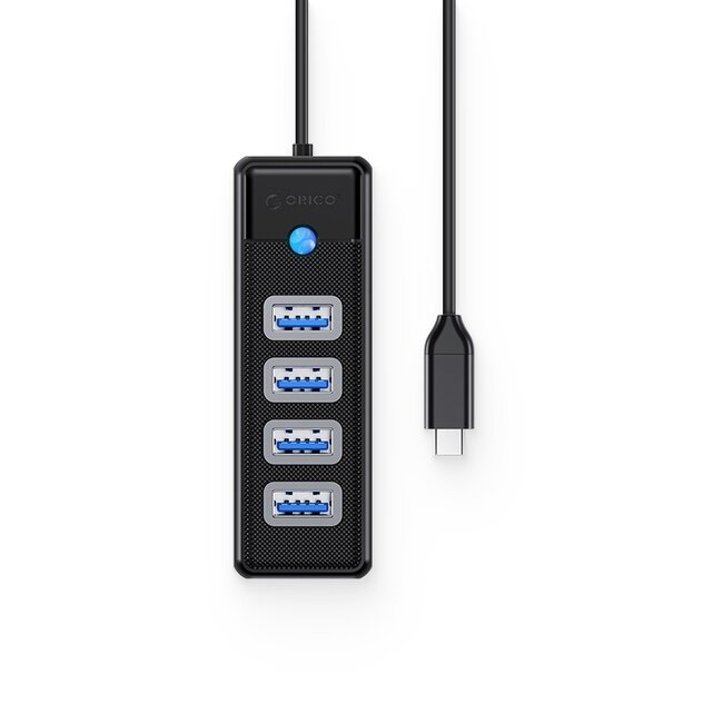 Orico Ultraschlanker USB-C Hub mit 4 USB-A Ports - busbetrieben - USB 3.0 / Schwarz - 0,15 m
