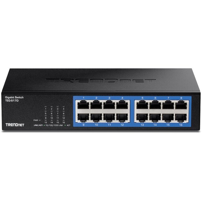 TRENDnet TEG-S17D 16-Port Gigabit Ethernet Switch - 10/19 Zoll (1HE) / Schwarz