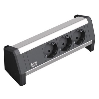 Bachmann Bachmann Desktop-Steckdosenleiste mit Wieland GST18® Installationsstecker, 3 Kontakte / Schwarz/Silber