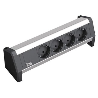 Bachmann Bachmann Desktop-Steckdosenleiste mit Wieland GST18® Installationsstecker, 4 Kontakte, Schwarz/Silber