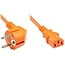 C13 (gerade) - CEE 7/7 (winklig) Stromkabel - 3x1,5mm² / Orange - 10 Meter