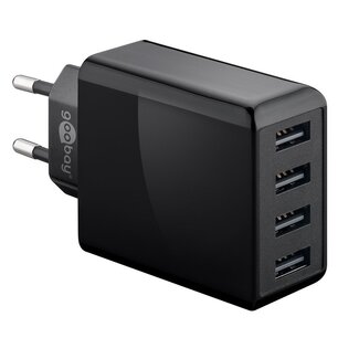 Goobay Goobay USB Heimladegerät 4 Ports - Smart IC - 6A / Schwarz