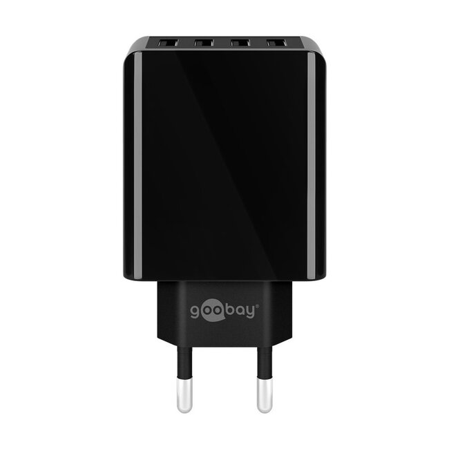 Goobay USB Heimladegerät 4 Ports - Smart IC - 6A / Schwarz