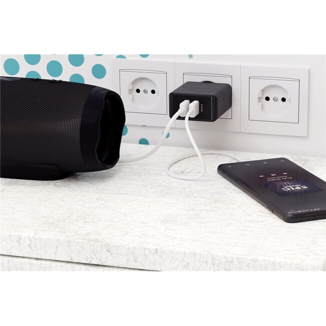 Goobay USB Heimladegerät 2 Ports - Quick Charge 3.0 - 28W / Schwarz