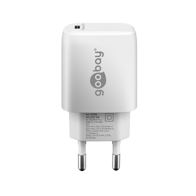 Goobay USB-C PD Ladegerät | GaN | 25W | Weiß