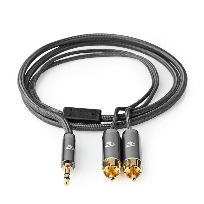 Nedis Premium 3,5mm Klinke auf Cinch Stereo Audiokabel Schwarz 1m