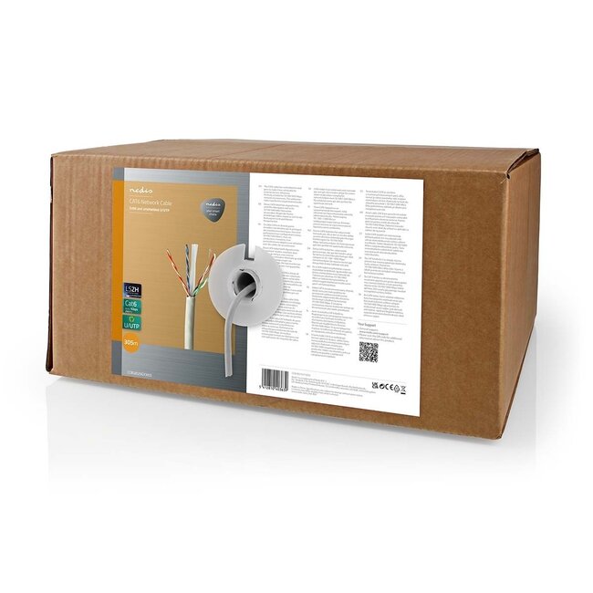 Nedis U/UTP CAT6 Gigabit Netzwerkkabel mit festen Adern - AWG23 - LSZH / Grau - 305 Meter