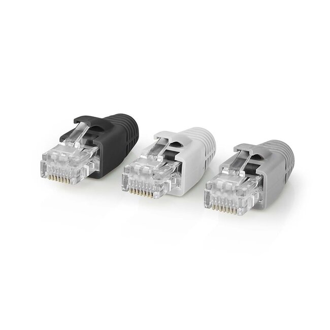 Nedis RJ45 Crimpstecker (UTP) mit Durchgangsmontage für CAT6 Netzwerkkabel (starr/flexibel) - 10 Stück (inkl. Hülsen)