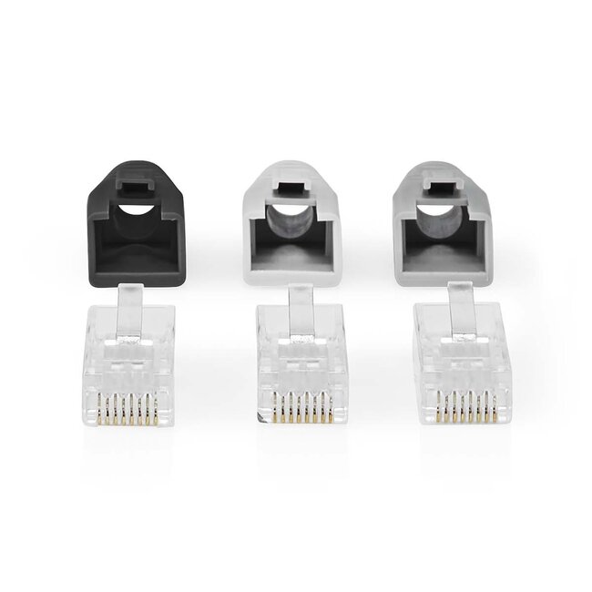 Nedis RJ45 Crimpstecker (UTP) mit Durchgangsmontage für CAT6 Netzwerkkabel (starr/flexibel) - 10 Stück (inkl. Hülsen)