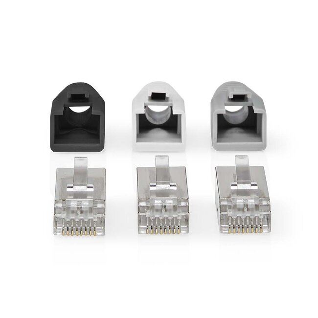 Nedis RJ45 STP Crimp-Steckverbinder für CAT6 Netzwerkkabel (starr/flexibel) - 10 Stück inkl. Hülsen