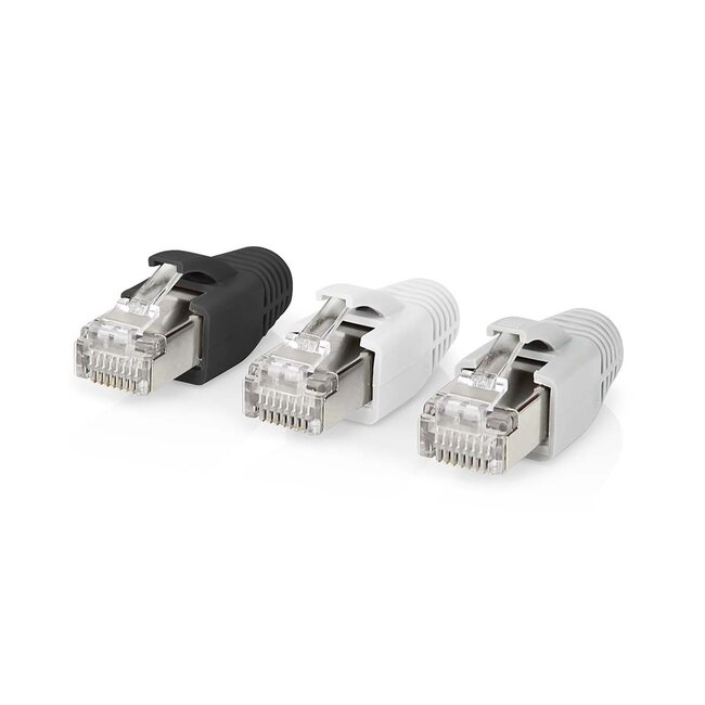 Nedis RJ45 STP Crimp-Stecker für CAT6a Netzwerkkabel (fest/flexibel) - 10 Stück inkl. Hülsen