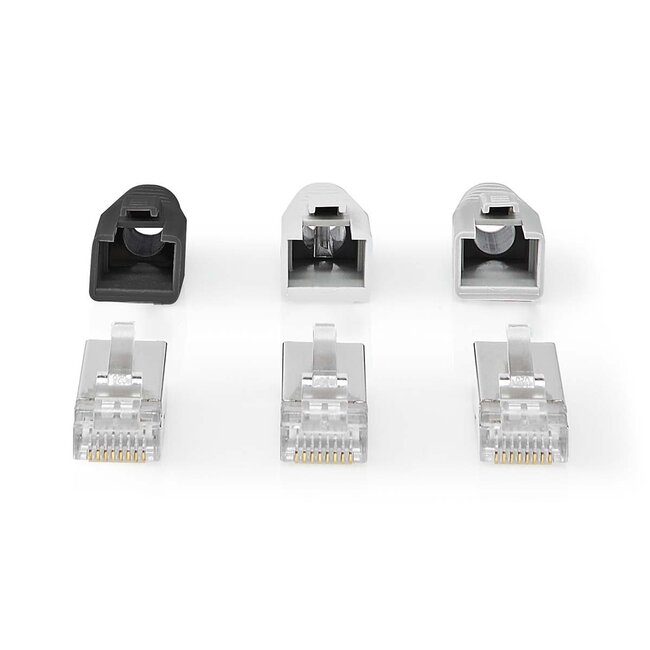 Nedis RJ45 STP Crimp-Stecker für CAT6a Netzwerkkabel (fest/flexibel) - 10 Stück inkl. Hülsen
