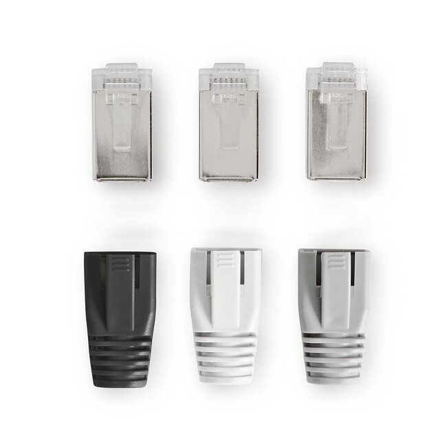 Nedis RJ45 STP Crimp-Stecker für CAT6a Netzwerkkabel (fest/flexibel) - 10 Stück inkl. Hülsen