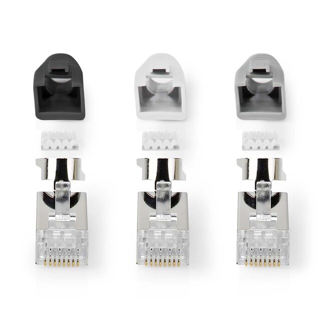 Nedis RJ45 STP Crimpstecker für CAT7 Netzwerkkabel (fest/flexibel) - 10 Stück inkl. Hülsen