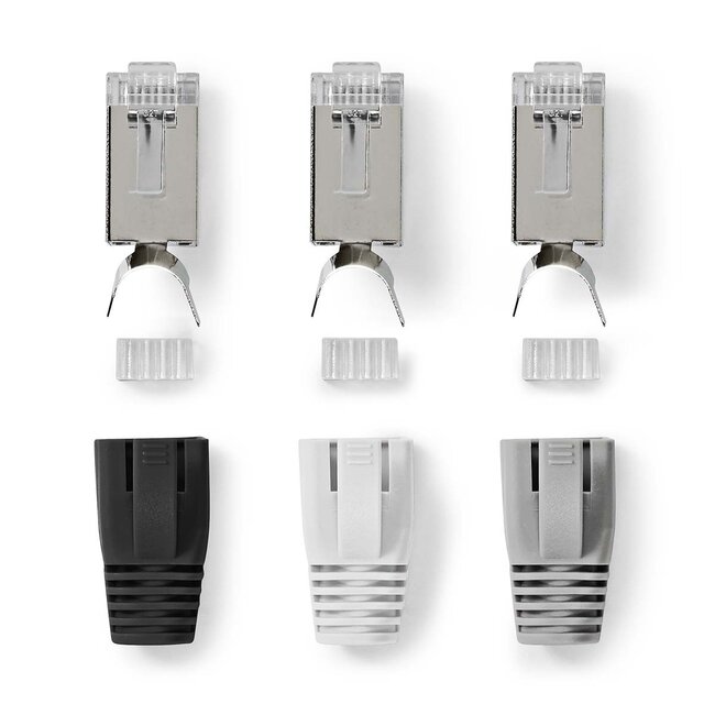 Nedis RJ45 STP Crimpstecker für CAT7 Netzwerkkabel (fest/flexibel) - 10 Stück inkl. Hülsen