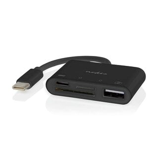 Nedis Nedis USB-C Hub mit 1x USB-A, 1x USB-C & Kartenleser - busbetrieben - USB 2.0 - schwarz - 0,10 m