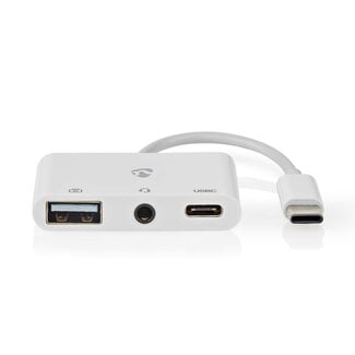 Nedis Nedis USB-C auf 3,5mm Klinke, USB-A & USB-C Adapter aktiv, weiß, 0,10 m