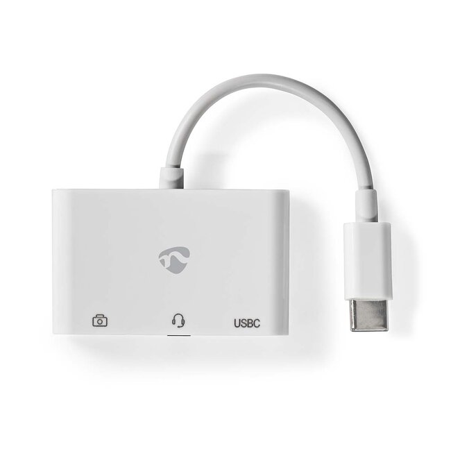 Nedis USB-C auf 3,5mm Klinke, USB-A & USB-C Adapter aktiv, weiß, 0,10 m