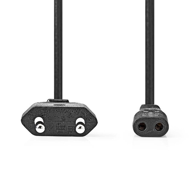 Nedis C1 - CEE 7/16 Stromkabel für elektrische Rasierer / Schwarz - 2 Meter