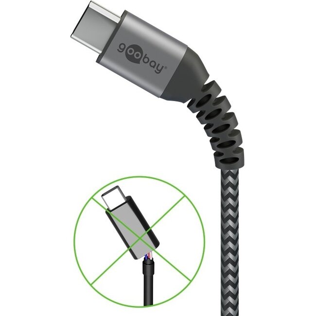 Goobay USB-C auf USB-A Kabel - USB 2.0 - bis 3A / Nylon - 2 Meter