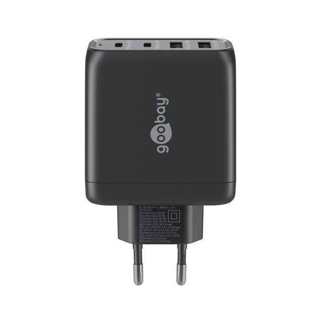 Goobay Heimladegerät 68W mit 2x USB-C PD & 2x USB-A QC GaN – Schwarz