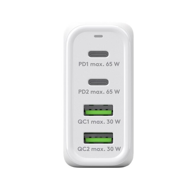Goobay Heimladegerät 68W mit 2x USB-C PD & 2x USB-A QC GaN Weiß