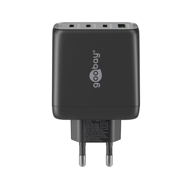Goobay Heimladegerät 3x USB-C PD + 1x USB-A QC GaN 68W Schwarz