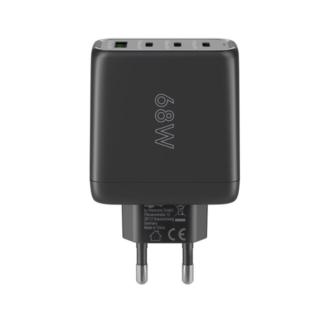 Goobay Heimladegerät 3x USB-C PD + 1x USB-A QC GaN 68W Schwarz