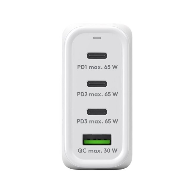 Goobay Heimladegerät 3x USB-C PD + 1x USB-A QC GaN 68W Weiß