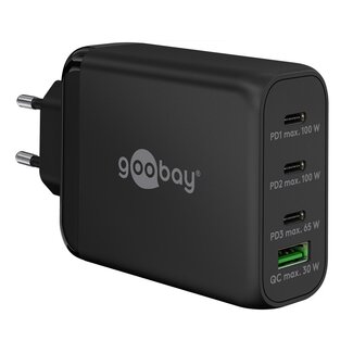 Goobay Goobay Heimladegerät 3x USB-C PD + 1x USB-A QC GaN 100W Schwarz
