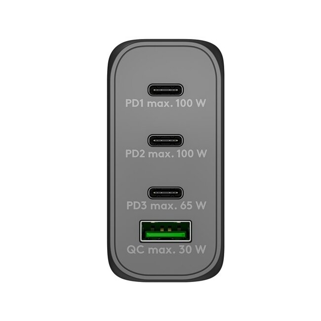 Goobay Heimladegerät 3x USB-C PD + 1x USB-A QC GaN 100W Schwarz