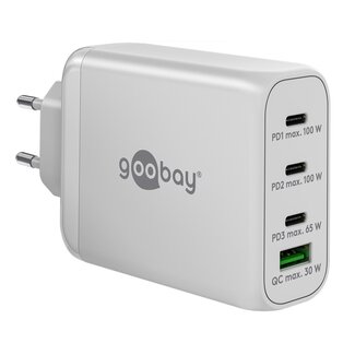 Goobay Goobay Heimladegerät 3x USB-C PD + 1x USB-A QC GaN 100W Weiß