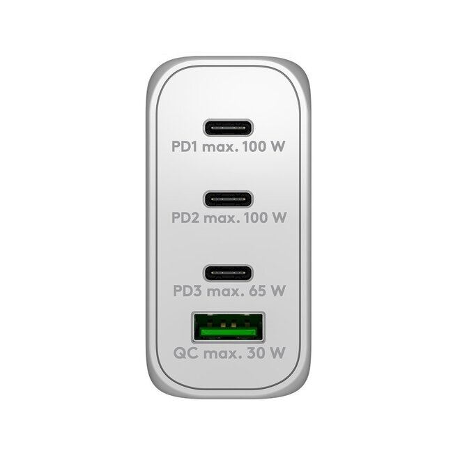Goobay Heimladegerät 3x USB-C PD + 1x USB-A QC GaN 100W Weiß
