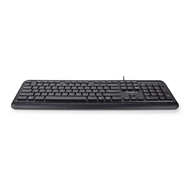 Nedis USB-Tastatur kabelgebunden mit 12 Multimediatasten - QWERTY (US) / Schwarz - 1,5 m
