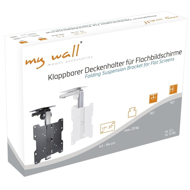 My Wall Premium Deckenhalterung für Bildschirme bis 37 Zoll / klappbar / weiß