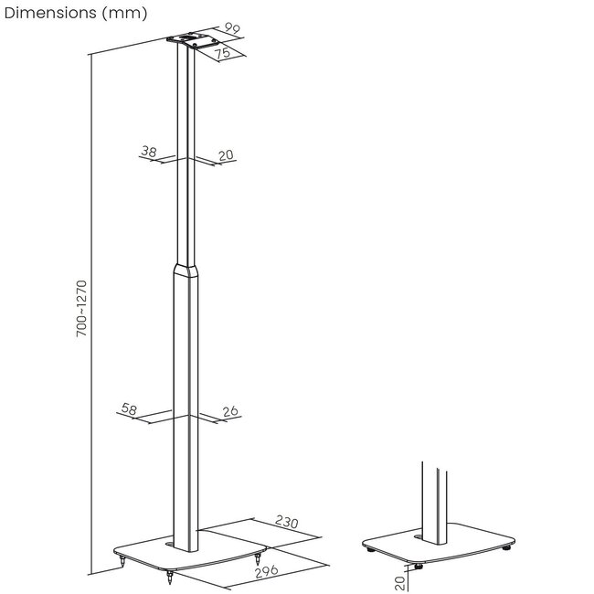 My Wall Stativ-Set für Sonos Era 300 – höhenverstellbar / schwarz