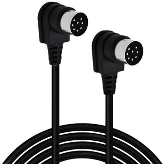 Universal DIN 8-poliger Lautsprecherkabel - rechtwinklig / schwarz - 5 Meter