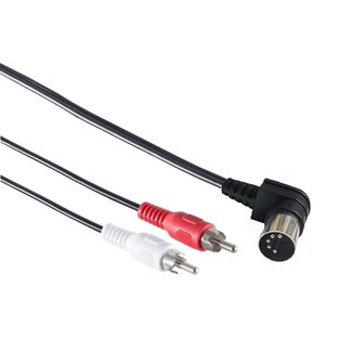 Dolphix DIN 5-polig Winkelstecker - Stereo Cinch 2RCA Audiokabel (Wiedergabe) / Schwarz - 1,5 Meter