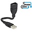 USB-A zu USB-A formbares Verlängerungskabel - USB 2.0 - bis 2A / Schwarz - 0,15 m