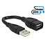 USB-A zu USB-A formbares Verlängerungskabel - USB 2.0 - bis 2A / Schwarz - 0,15 m