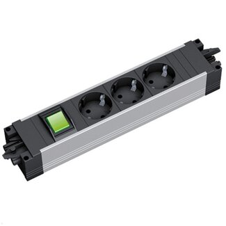 Bachmann Bachmann Steckdosenleiste mit Wieland GST18® Stecker, 3 Kontakte und Schalter / Schwarz/Silber