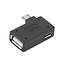 Micro USB (m) zu USB-A (w) + Micro USB (w) OTG Adapter - 90° links - USB 2.0 / Schwarz