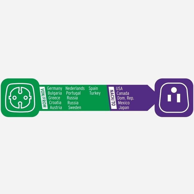Reiseadapter Europa (geerdet) zu USA & Japan (Typ B) / Weiß