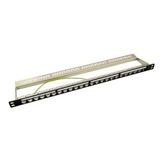 LogiLink 19 Zoll Patchpanel mit Kabelmanagement | 24 Keystone Module | 0,5U | Schwarz