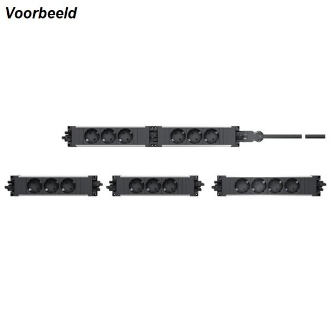 Bachmann Steckdosenleiste mit Wieland GST18® Installationsstecker, 3 Kontakte / Schwarz/Silber