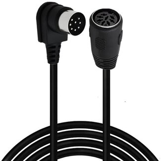 Universal DIN 8-poliger Lautsprecher-Verlängerungskabel - 90° Stecker / Schwarz - 1,5 m