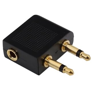 Universal 3,5mm Stereo Klinken Flugzeugadapter - Winkelstecker - Vergoldet / Schwarz